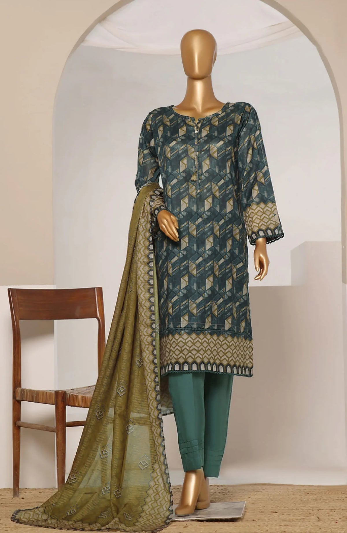 HZ RTW Rozaana Prints Zarri Printed Dupatta Collection - PZD 702 Dark Teal