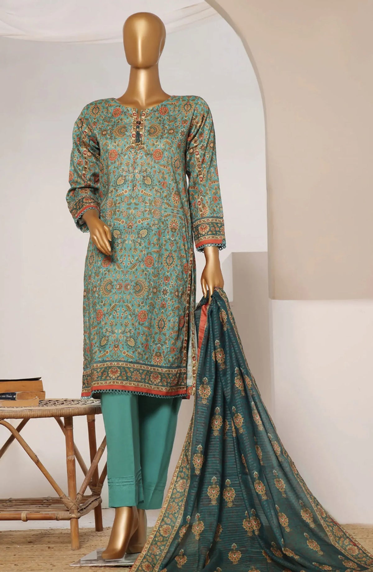 HZ RTW Rozaana Prints Zarri Printed Dupatta Collection - PZD 704 Sapphire Blue