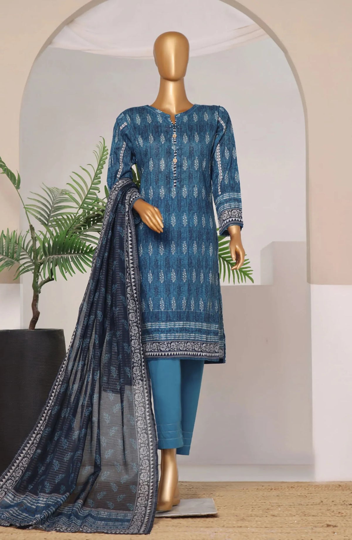 HZ RTW Rozaana Prints Zarri Printed Dupatta Collection - PZD 706 Egyptian Blue
