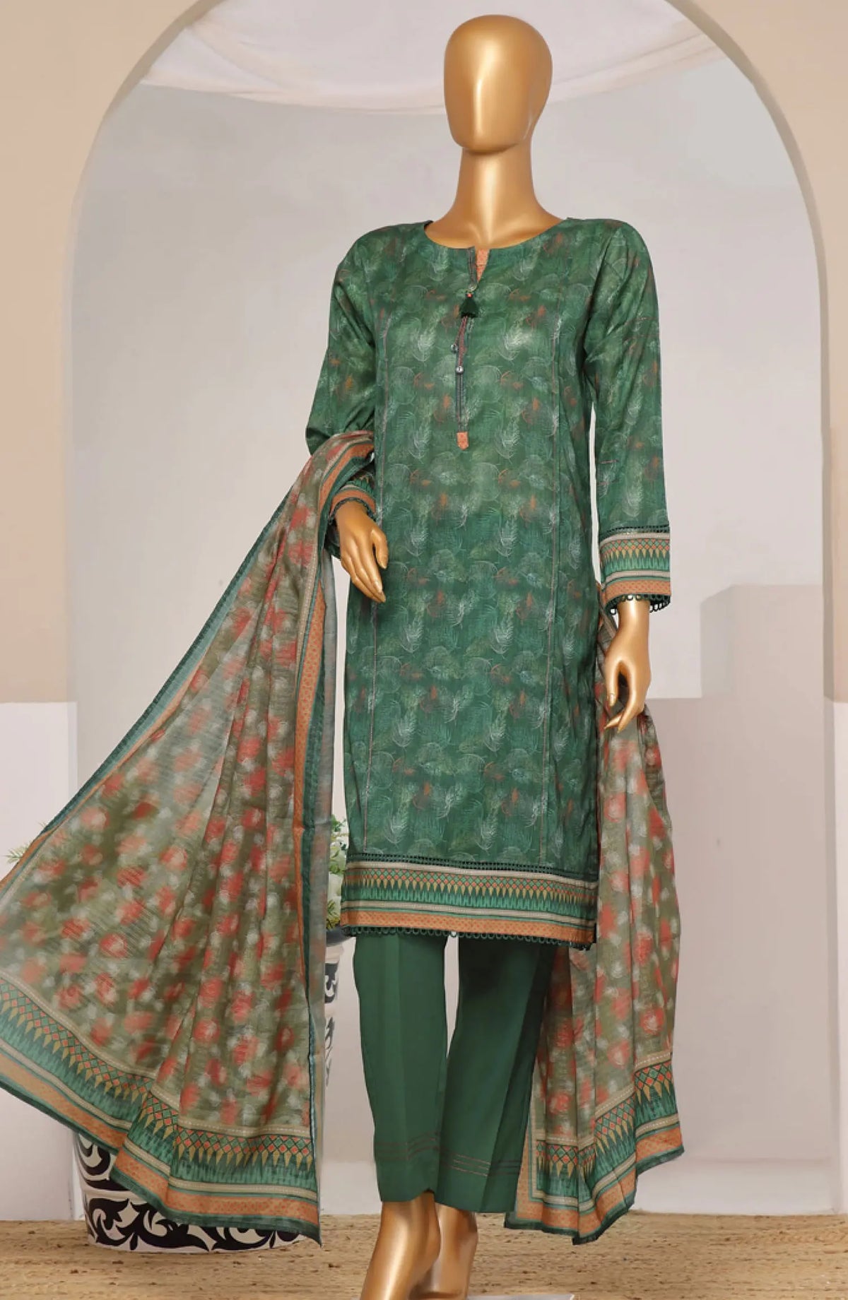 HZ RTW Rozaana Prints Zarri Printed Dupatta Collection - PZD 710 Green
