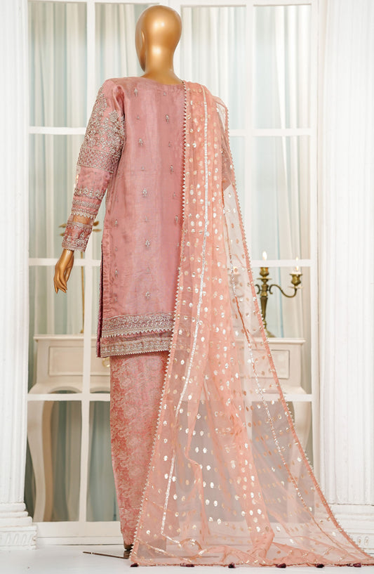 Jashn by HZ Textile Embroidered Zarri Net Stitched 3 Piece Suit - HZK-207 Mauve - HZ25JFF - Pink - Wedding Collection
