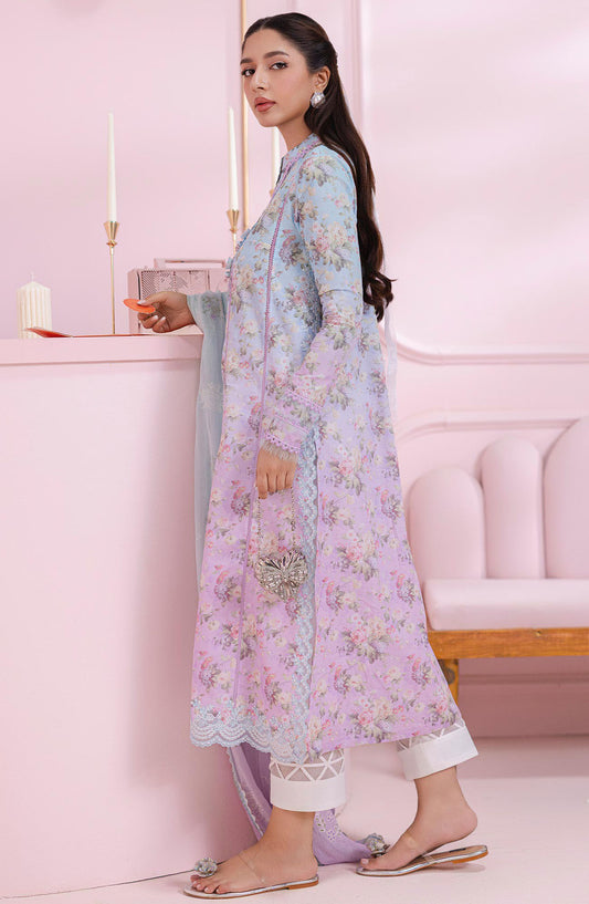 Qalamkar Embroidered Lawn Unstitched 3 Piece Suit - EM-08 B Vera - Q25QLMP - Blue - Summer Collection