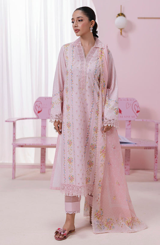 Qalamkar Embroidered Lawn Unstitched 3 Piece Suit - EM-07 B Eden - Q25QLMP - Pink - Summer Collection