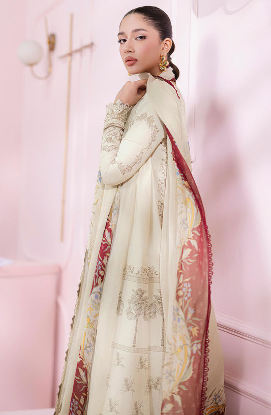 Qalamkar Embroidered Lawn Unstitched 3 Piece Suit - EM-06 B Talia - Q25QLMP - Beige - Summer Collection