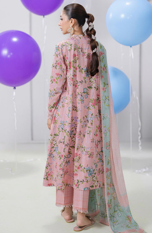 Qalamkar Embroidered Lawn Unstitched 3 Piece Suit - EM-05 A Zelda - Q25QLMP - Pink - Summer Collection