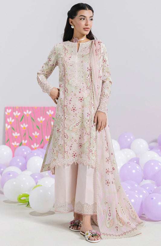 Qalamkar Embroidered Lawn Unstitched 3 Piece Suit - EM-03 B Mira - Q25QLMP - Green - Summer Collection