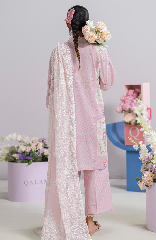 Qalamkar Embroidered Lawn Unstitched 3 Piece Suit - EM-02 B Kira - Q25QLMP - Pink - Summer Collection