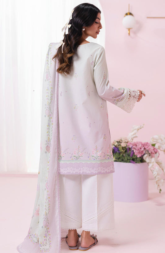 Qalamkar Embroidered Lawn Unstitched 3 Piece Suit - EM-01 A Ivy - Q25QLMP - White - Summer Collection