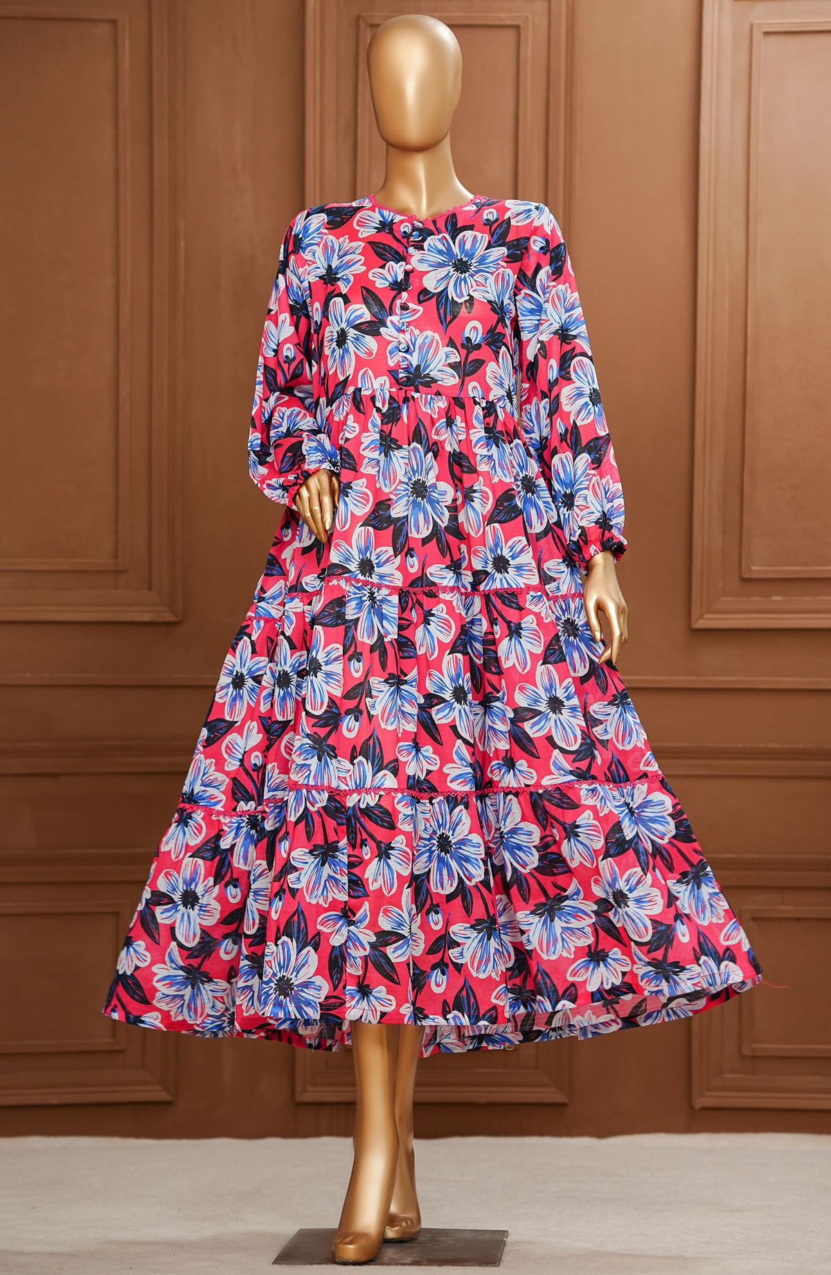 Quadra Floral by Amna Khadija Printed Lawn Stitched 1 Piece Long Frock - QFLD-19 - AM25QFLDV6 - Multi - Summer Collection