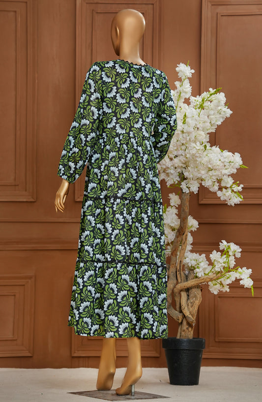 Quadra Floral by Amna Khadija Printed Lawn Stitched 1 Piece Long Frock - QFLD-24 - AM25QFLDV6 - Green - Summer Collection