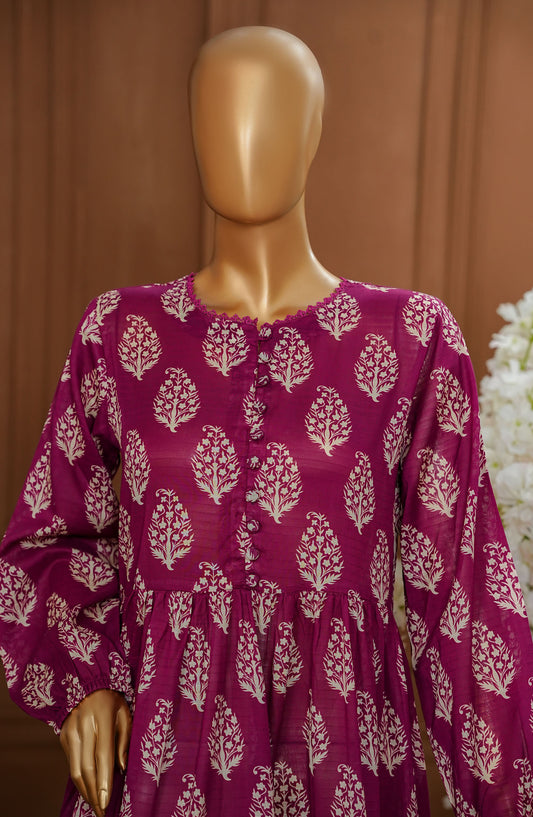 Quadra Floral by Amna Khadija Printed Lawn Stitched 1 Piece Long Frock - QFLD-25 - AM25QFLDV6 - Pink - Summer Collection