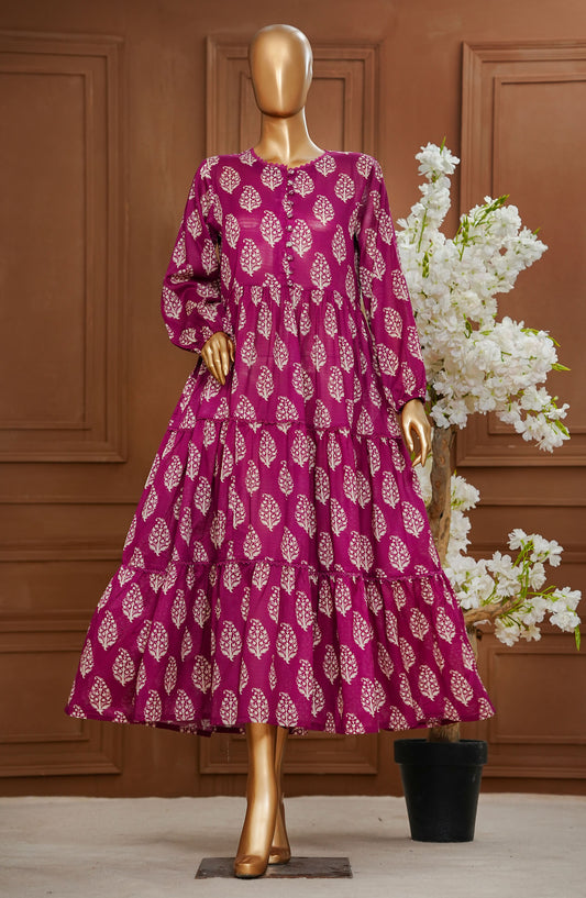 Quadra Floral by Amna Khadija Printed Lawn Stitched 1 Piece Long Frock - QFLD-25 - AM25QFLDV6 - Pink - Summer Collection