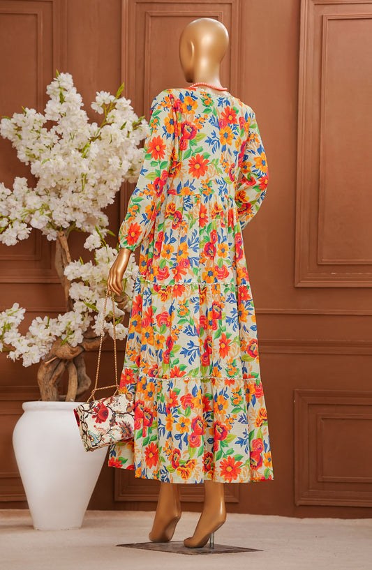 Quadra Floral by Amna Khadija Printed Lawn Stitched 1 Piece Long Frock - QFLD- 26 - AM25QFLDV6 - Multi - Summer Collection