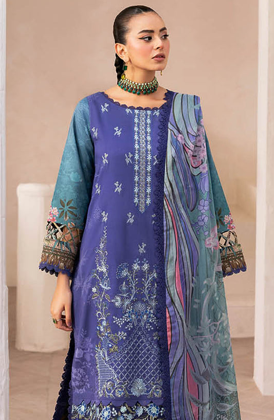 Mashaal by Ramsha Embroidered Lawn Unstitched 3 Piece Suit - Z-1412 - RM25MSHV14 - Blue - Summer Collection