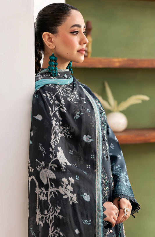 Mashaal by Ramsha Embroidered Lawn Unstitched 3 Piece Suit - Z-1408 - RM25MSHV14 - Black - Summer Collection