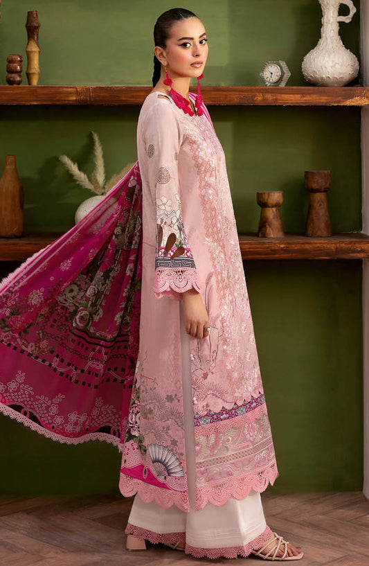 Mashaal by Ramsha Embroidered Lawn Unstitched 3 Piece Suit - Z-1407 - RM25MSHV14 - Pink - Summer Collection