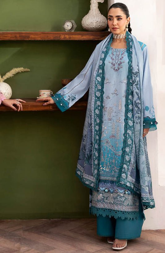 Mashaal by Ramsha Embroidered Lawn Unstitched 3 Piece Suit - Z-1406 - RM25MSHV14 - Blue - Summer Collection