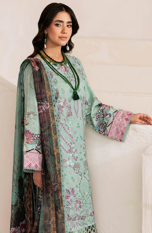 Mashaal by Ramsha Embroidered Lawn Unstitched 3 Piece Suit - Z-1405 - RM25MSHV14 - Green - Summer Collection