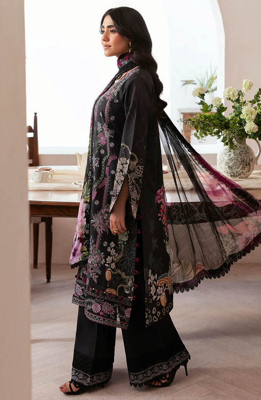 Mashaal by Ramsha Embroidered Lawn Unstitched 3 Piece Suit - Z-1403 - RM25MSHV14 - Black - Summer Collection