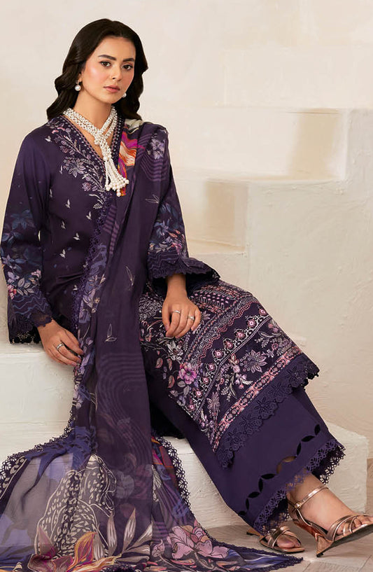 Mashaal by Ramsha Embroidered Lawn Unstitched 3 Piece Suit - Z-1401 - RM25MSHV14 - Purple - Summer Collection