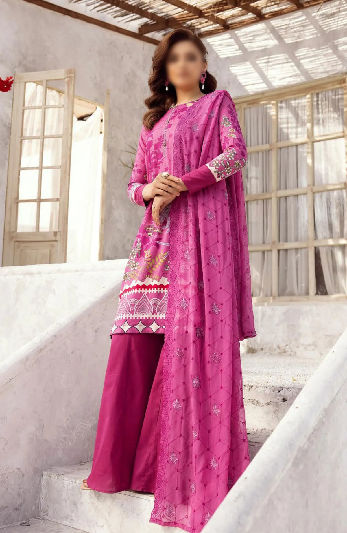 NUR Rang Barang Embroidered and Printed Lawn Collection 2024 - RB 302