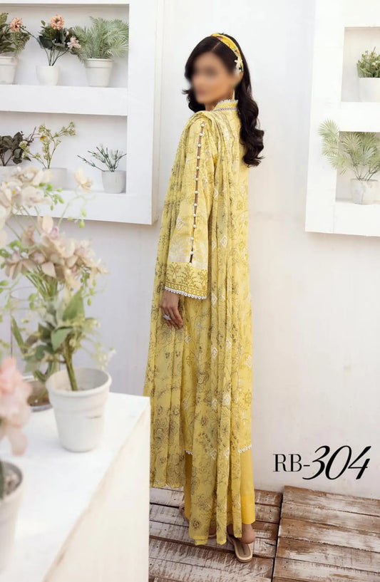NUR Rang Barang Embroidered and Printed Lawn Collection 2024 - RB 304