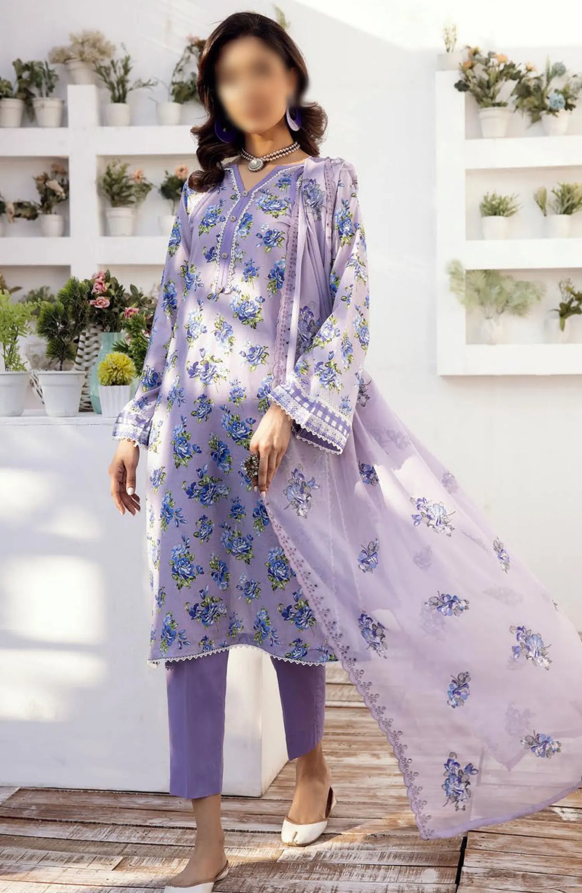 NUR Rang Barang Embroidered and Printed Lawn Collection 2024 - RB 307