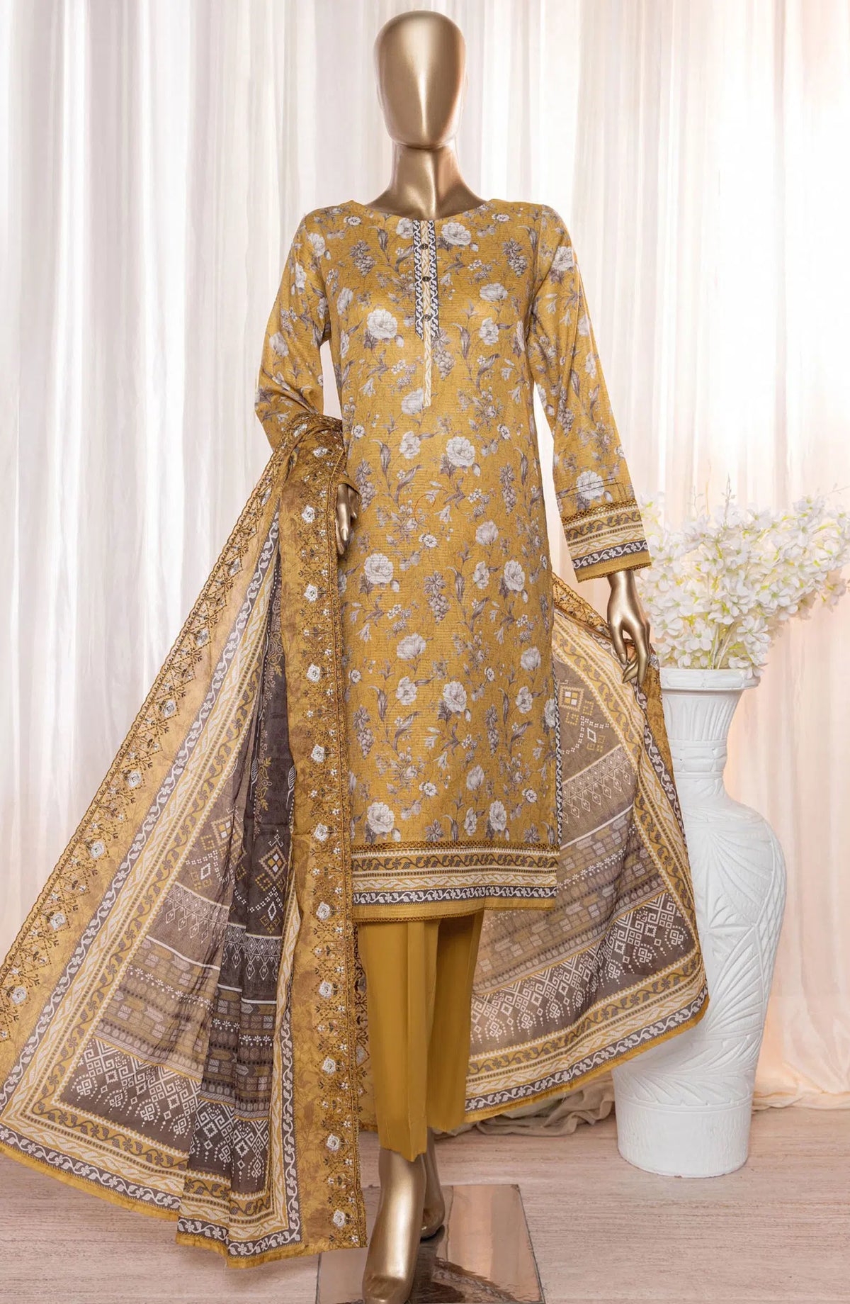 HZ Rimjhim Lawn Embroidered Cutwork Dupatta Collection - REC 125