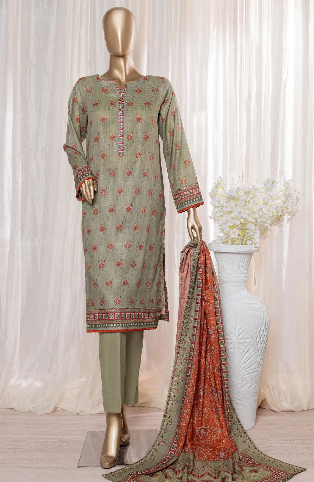 HZ Rimjhim Lawn Embroidered Cutwork Dupatta Collection - REC 126