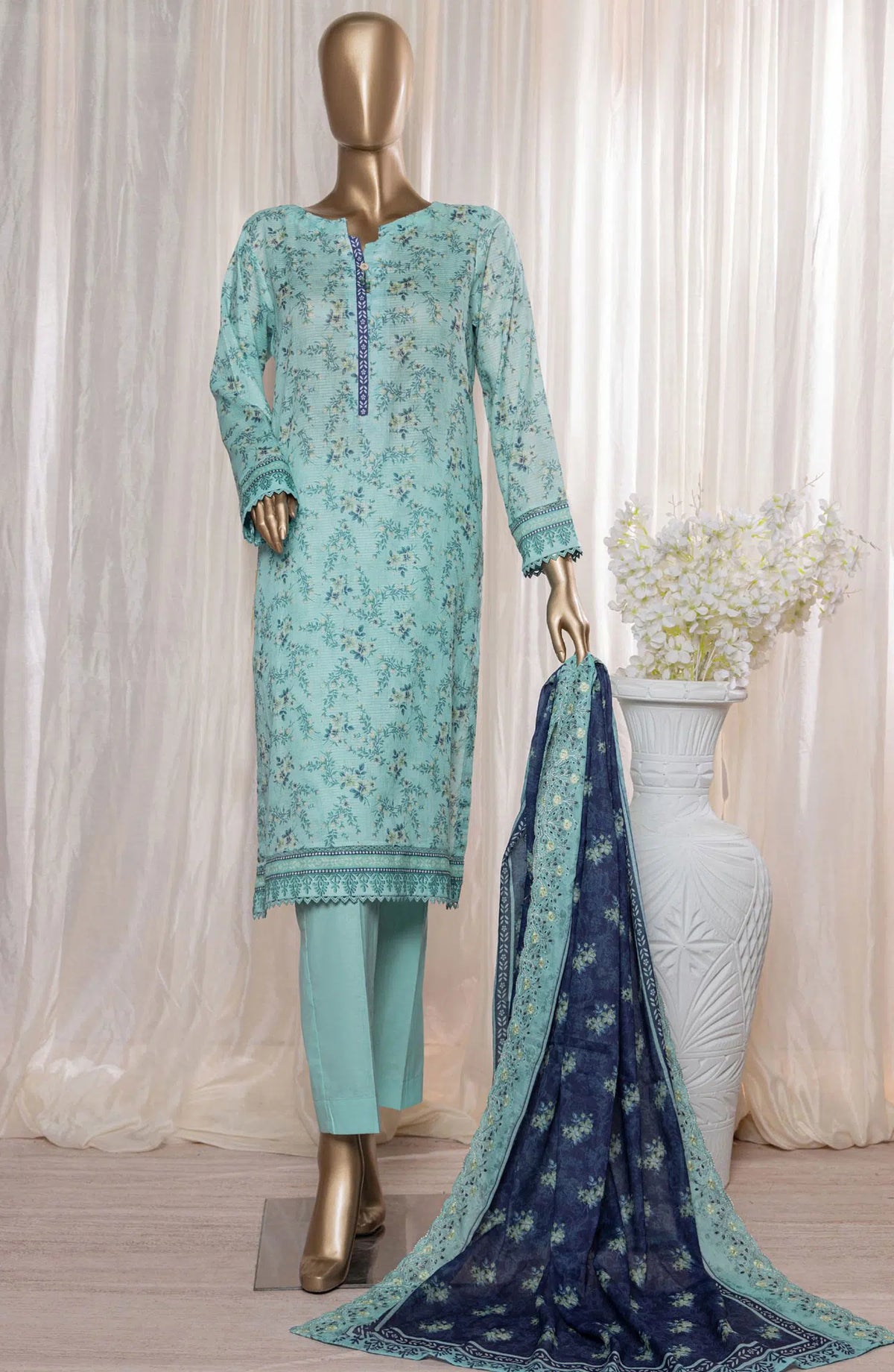 HZ Rimjhim Lawn Embroidered Cutwork Dupatta Collection - REC 130