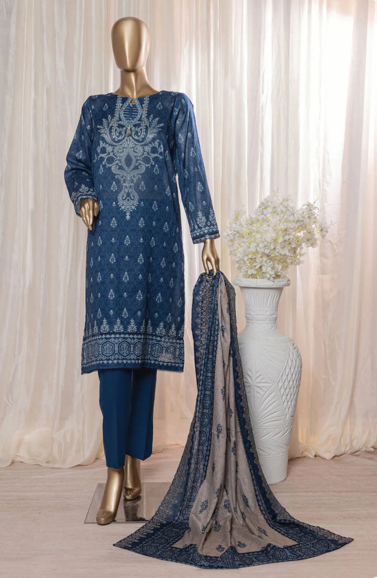 HZ Rimjhim Lawn Embroidered Cutwork Dupatta Collection - REC 131