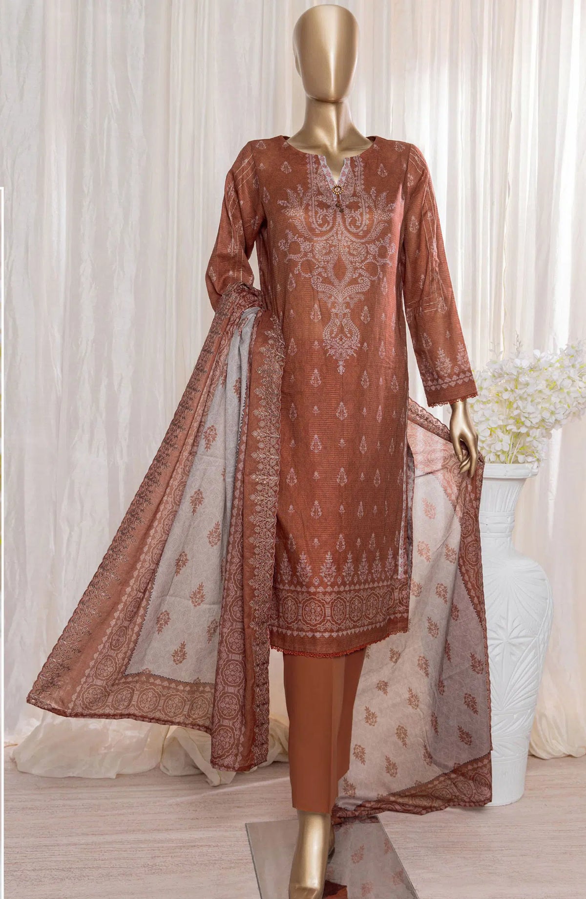 HZ Rimjhim Lawn Embroidered Cutwork Dupatta Collection - REC 132