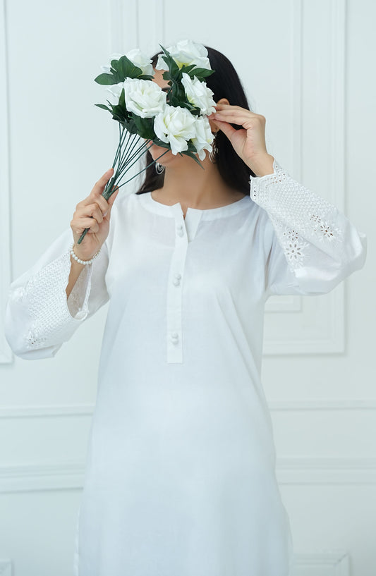 Rue Embrace by Amna Khadija Embroidered Jacquar Stitched 2 Piece Suit - REE-07 - AM25RE - White - Casual Collection