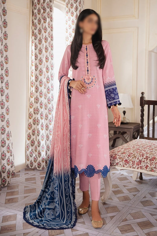 Manzil - Khaddar and Linen Unstitched Collection D- RELIC BLUSH