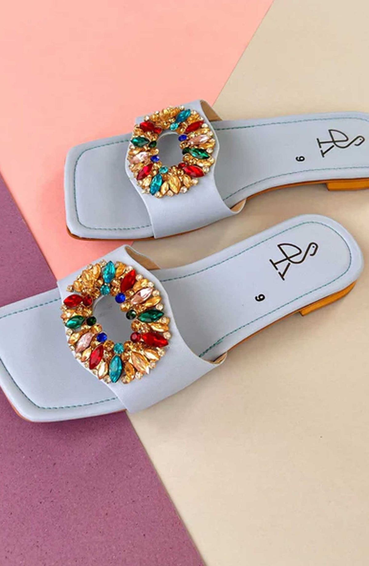 Khussa Darbar Fastive Style Slipper Rhinestones