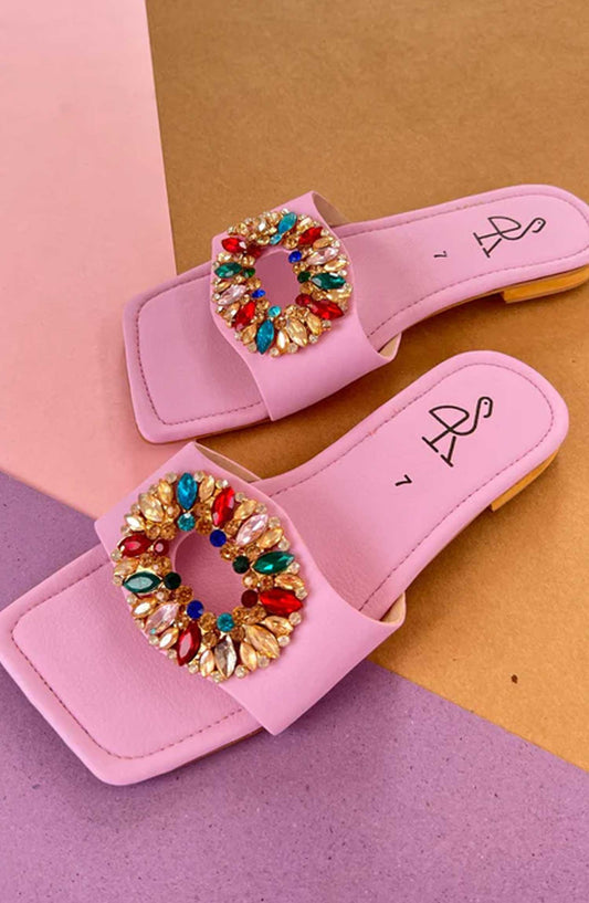Khussa Darbar Fastive Style Slipper Rhinestones