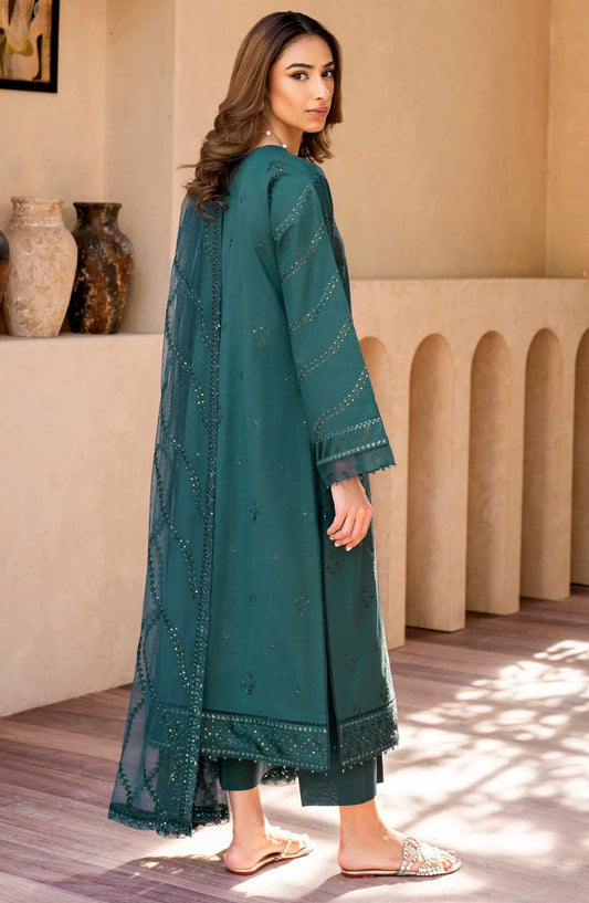 Zarif Embroidered Jacquard Stitched 3 Piece Suit - Riley - ZF25EL - Sea Green - Summer Collection