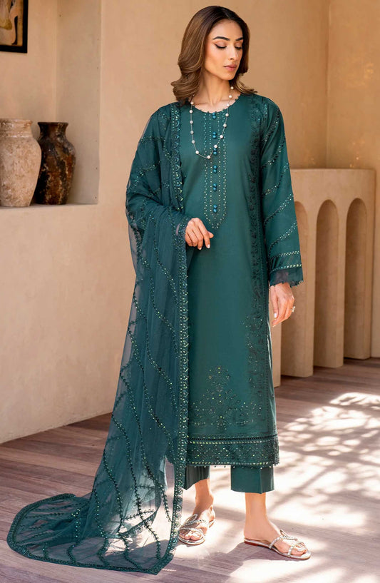 Zarif Embroidered Jacquard Stitched 3 Piece Suit - Riley - ZF25EL - Sea Green - Summer Collection