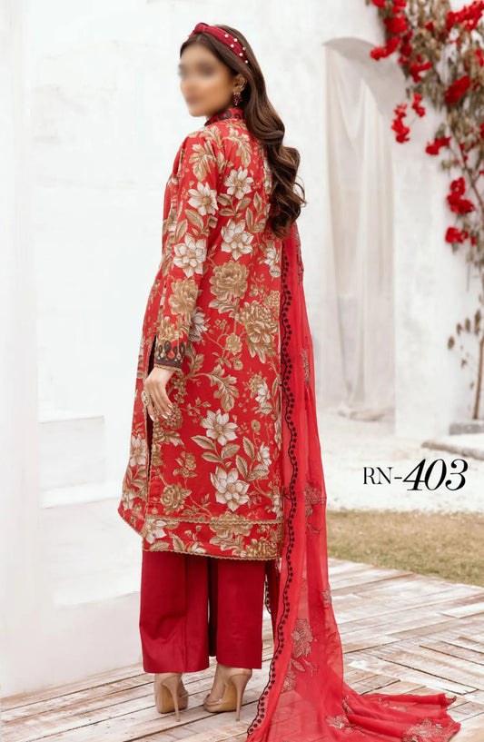 RangNagar Embroiderd and Printed Lawn Collection By NUR - RN-403