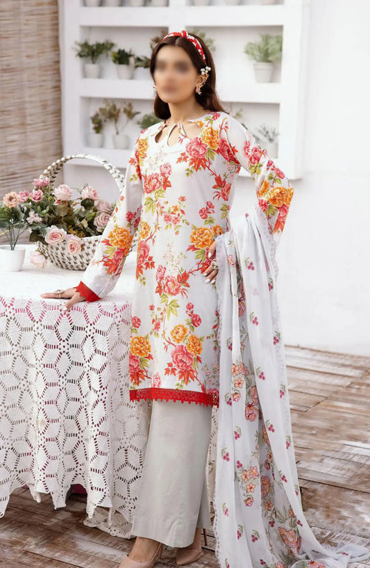 RangNagar Embroiderd and Printed Lawn Collection By NUR - RN-409