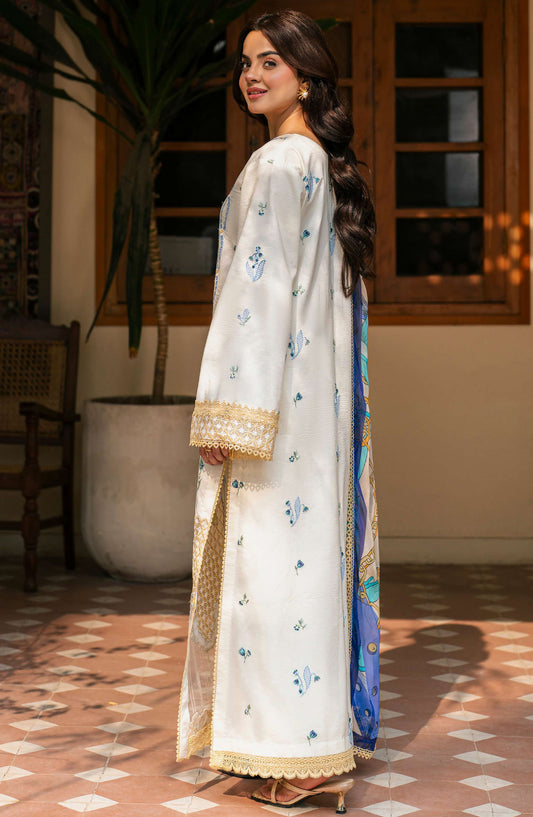 Aashiyana by Roheenaz Embroidered Lawn Unstitched 3 Piece Suit - RNZ-01 A Zoya - RH25ASHLL - White - Summer Collection