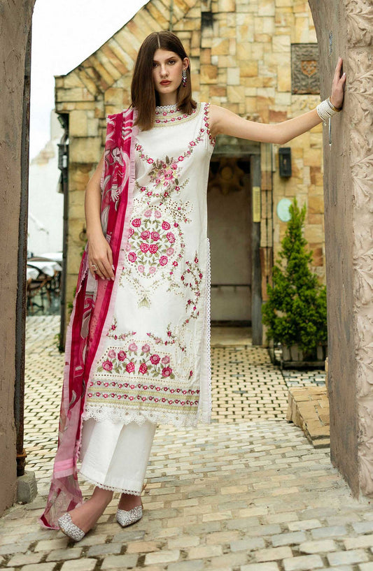 Flanerie by Roheenaz Embroidered Lawn Unstitched 3 Piece - RNZ-01B Michela - RH25F - White - Summer Collection
