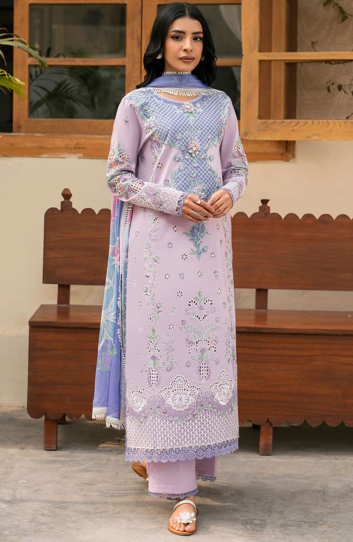 Aashiyana by Roheenaz Embroidered Lawn Unstitched 3 Piece Suit - RNZ-02 B Hafsa - RH25ASHLL - Purple - Summer Collection