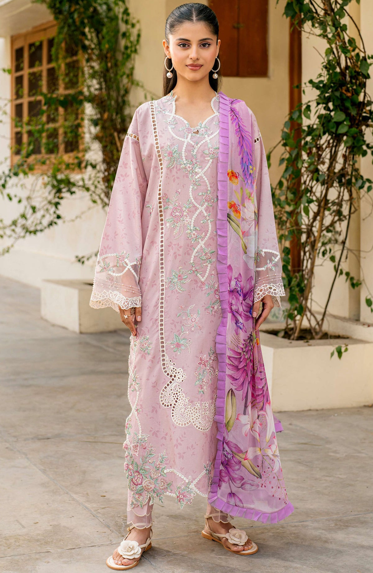 Aashiyana by Roheenaz Embroidered Lawn Unstitched 3 Piece Suit - RNZ-04 A Ameema - RH25ASHLL - Purple - Summer Collection