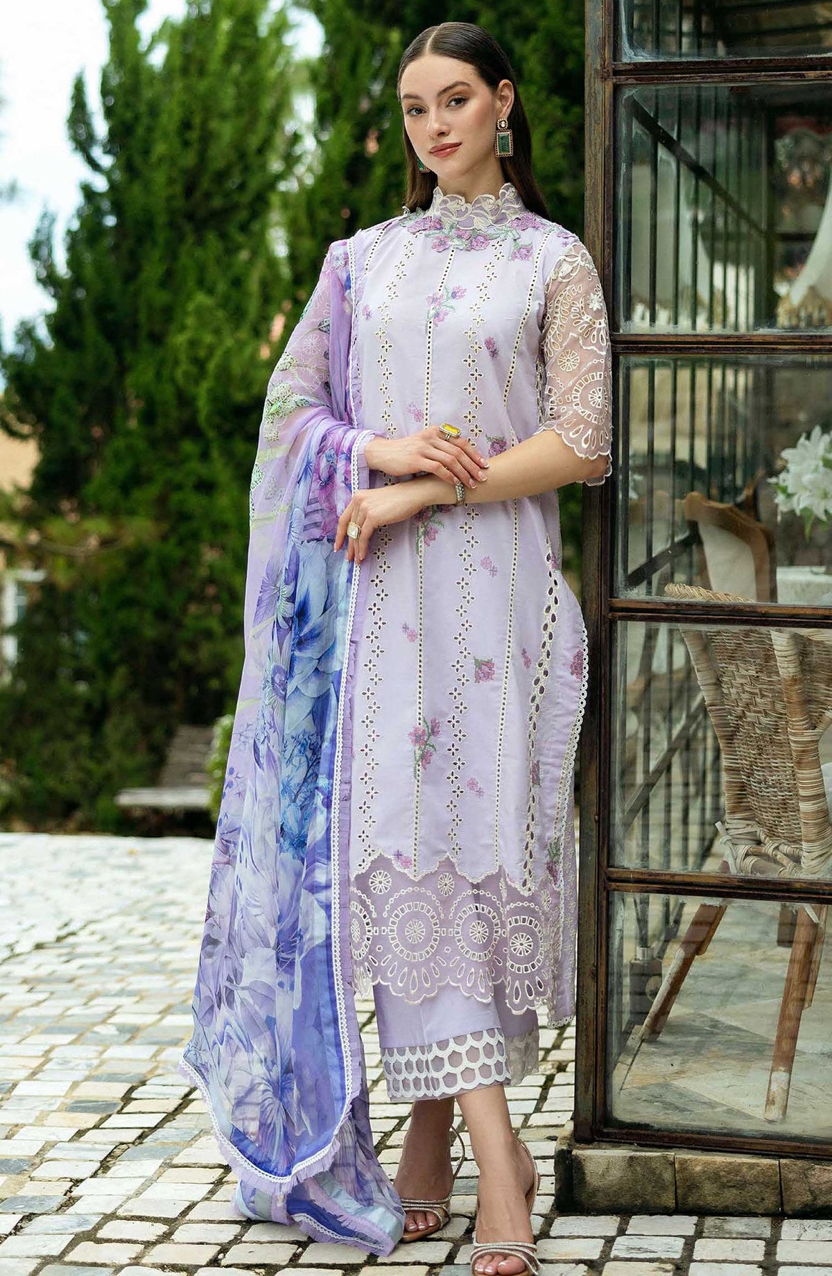 Flanerie by Roheenaz Embroidered Lawn Unstitched 3 Piece - RNZ-07B Elisa - RH25F - Lavender - Summer Collection