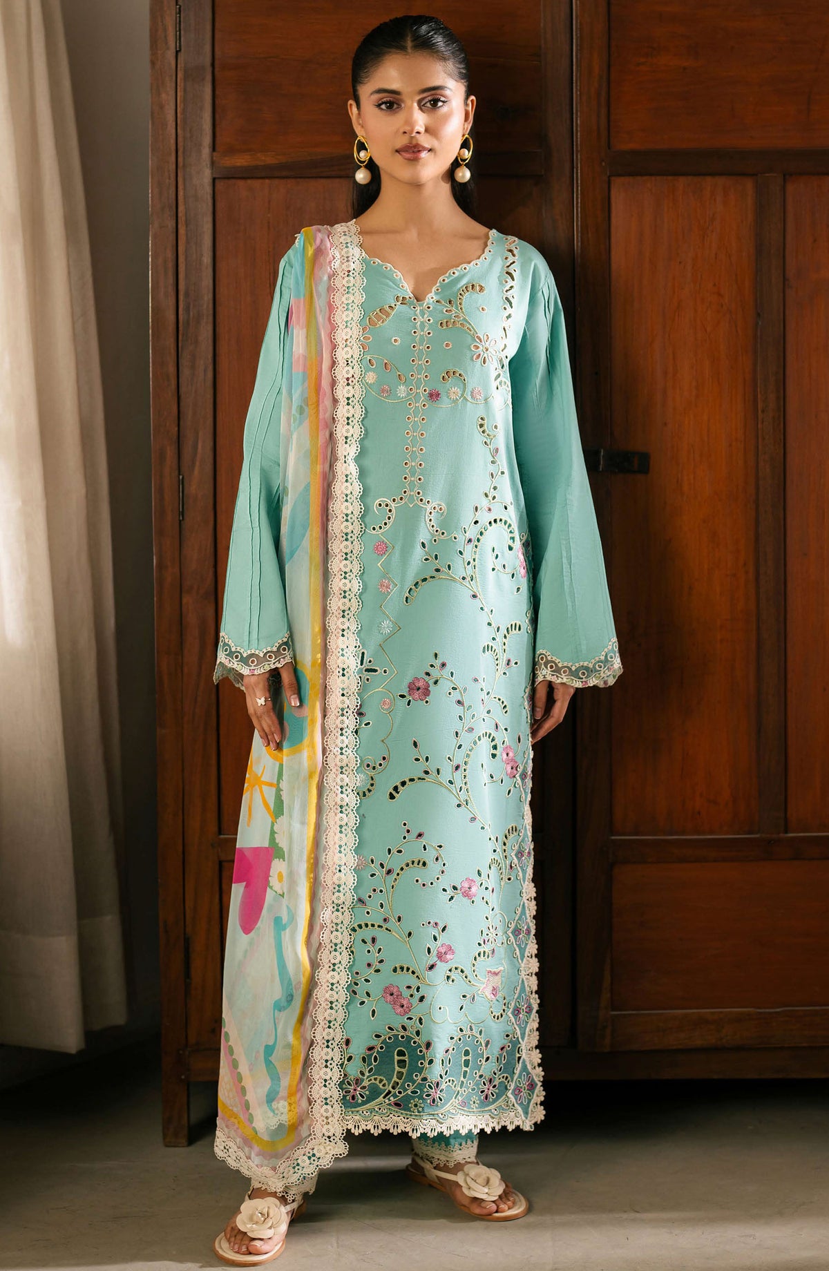 Aashiyana by Roheenaz Embroidered Lawn Unstitched 3 Piece Suit - RNZ-08 B Dania - RH25ASHLL - Green - Summer Collection