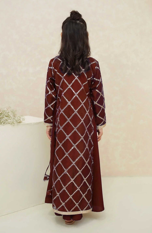 Modest Embroidered Organza Stitched 3 Piece - Rose - MD25F - Festive Collection