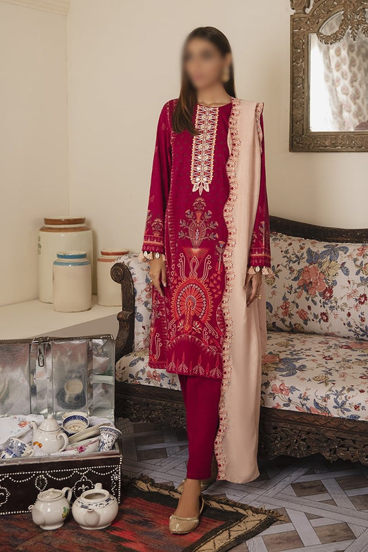 Manzil - Khaddar and Linen Unstitched Collection D- ROSY RADIANCE