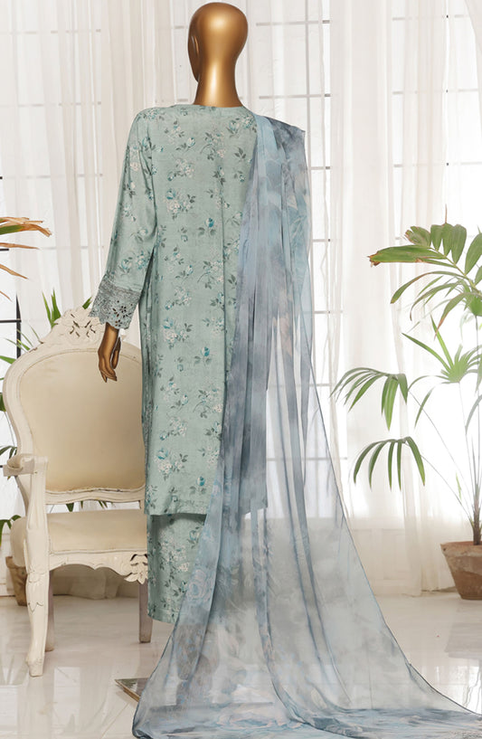 Majestic by HZ Textile Embroidered Rawsilk Stitched 3 Piece Suit - RTE-008 - HZ25MESF - Blue - Festive Collection