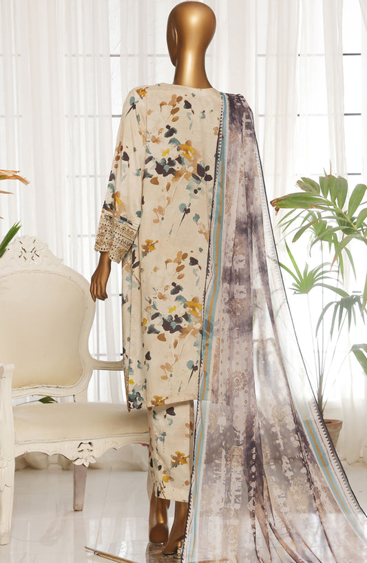 Majestic by HZ Textile Embroidered Rawsilk Stitched 3 Piece Suit - RTE-010 - HZ25MESF - Off White - Festive Collection